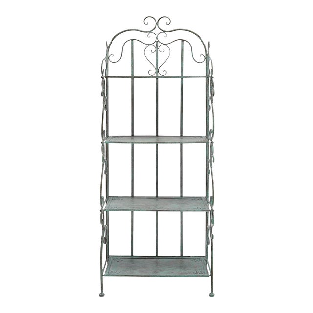 Tyrique 4 Tier Shelf Unit - Antique Dark Green For Sale