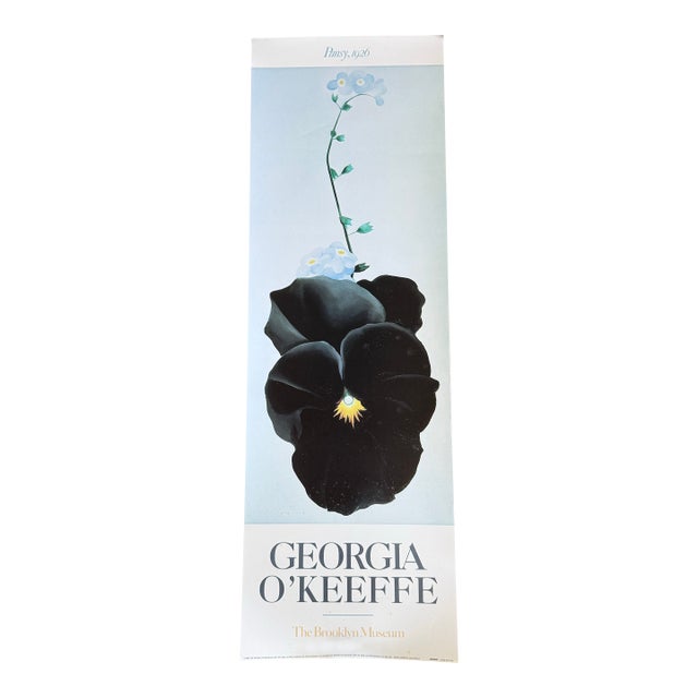 Vintage 1988 Georgia O'Keeffe "Pansy, 1926" Brooklyn Museum Large Format Exhibition Poster For Sale