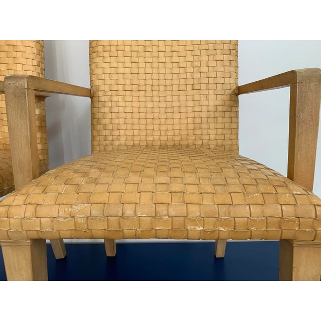 Animal Skin Vintage Woven Leather Chairs- a Pair For Sale - Image 7 of 13