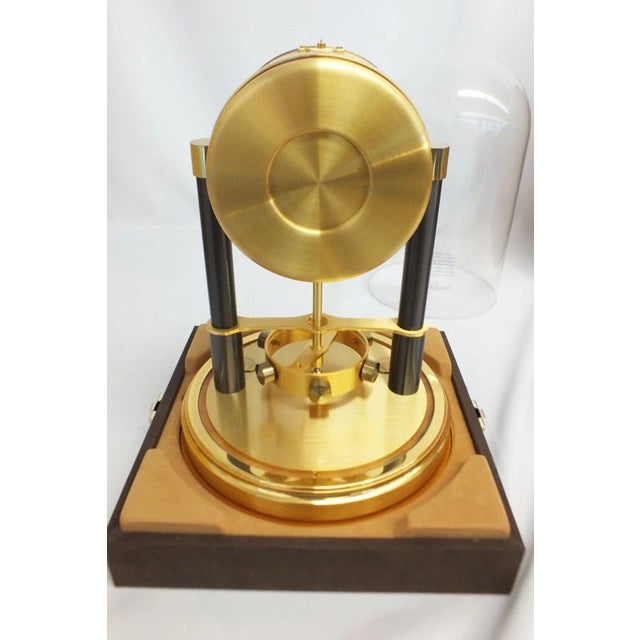 VTG Jeager Lecoultre Atmos 150th Anniversary Clock Gilt Brass Box & Glass Dome For Sale - Image 15 of 18