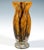 Baluster vase on a stepped round base, bulbous and tapered, with a rim that widens upwards from a slight constriction at...