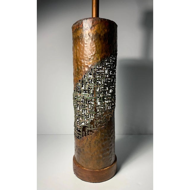 Marcello Fantoni for Raymor Copper Torch-Cut Table Lamp For Sale - Image 9 of 11