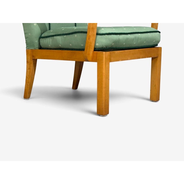 Swedish Modern, Lounge Chairs, Hardwood, Fabric, Sweden, 1940s For Sale - Image 9 of 11
