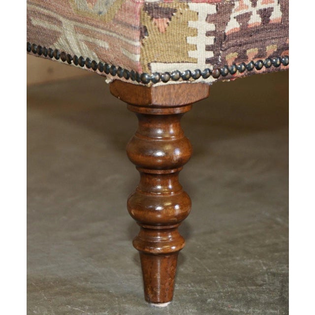 Original Vintage George Smith Kilim Upholstered Footstool for 2 People to Share For Sale In Philadelphia - Image 6 of 14