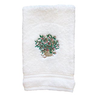 Holly Basket Terry Guest Towel, Embroidered For Sale