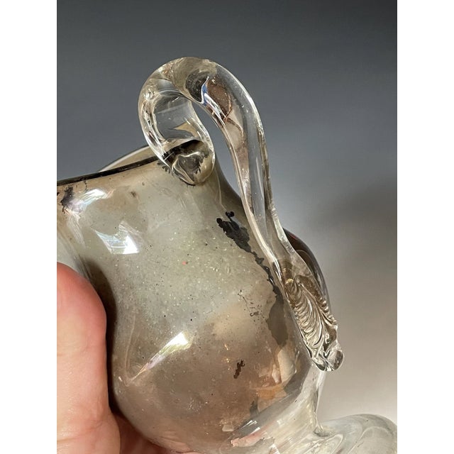 Rare Antique Mercury Glass Pitcher New England / Boston Sandwich Applied Handle For Sale - Image 6 of 11