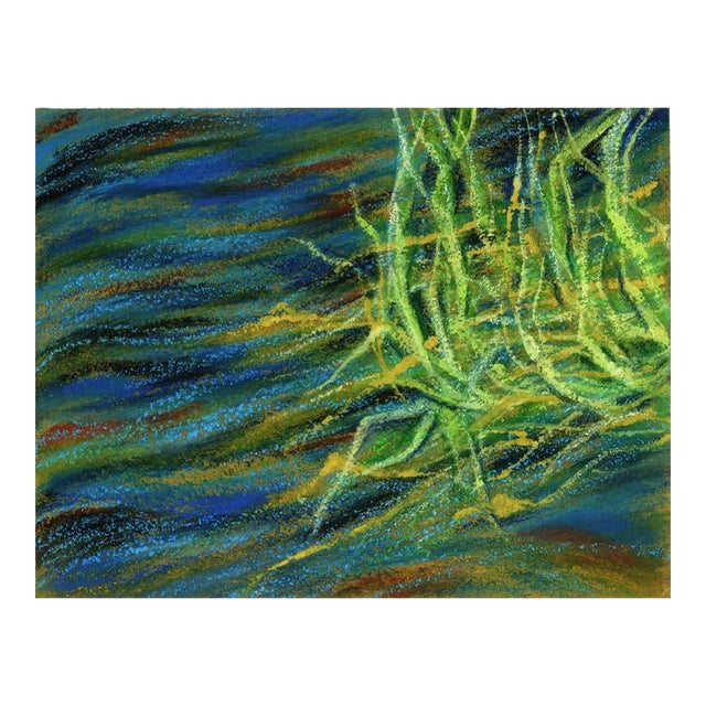 Abstract Reflection of Wind on Water 2, Oil Pastel Drawing For Sale
