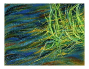 Abstract Reflection of Wind on Water 2, Oil Pastel Drawing