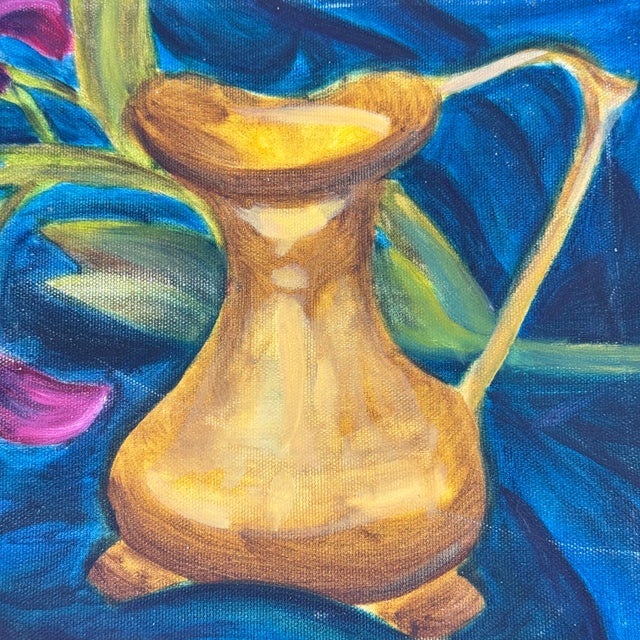 Original Signed Floral Still Life Painting on Canvas Framed For Sale - Image 4 of 10