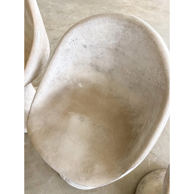 Vintage 1970s Willy Guhl Brutalist Concrete Tulip Chairs Set of 4 Unmarked For Sale - Image 13 of 16