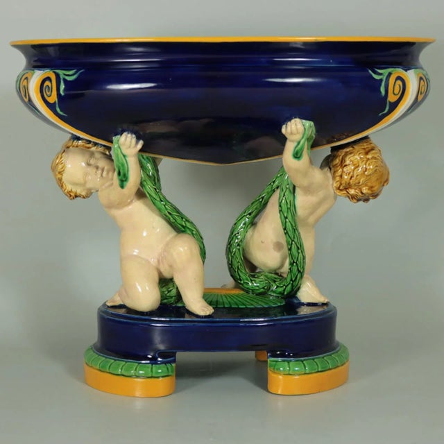 Late 19th Century Late 19th Century Minton Majolica Putti Figural Bowl For Sale - Image 5 of 13