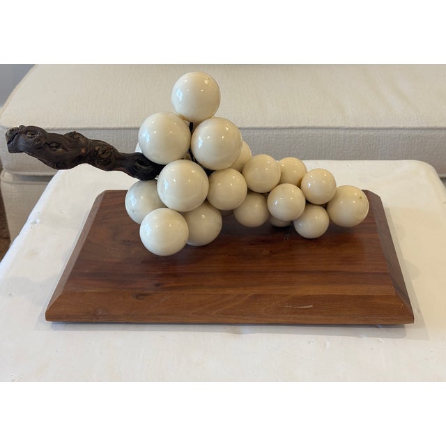 Large Scale Mid-Century Grape Cluster Sculpture Mounted to Wood Base For Sale - Image 10 of 18