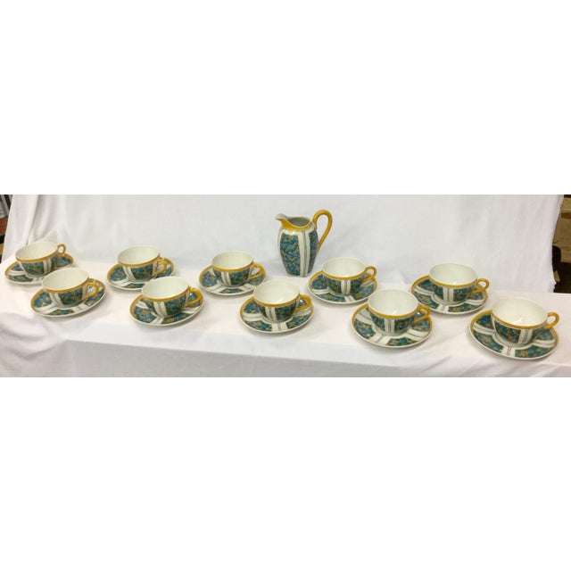 E. Dumas Limoges France Teacups & Milk Pitcher - Service for 10 For Sale - Image 11 of 11