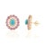 6.32ct Cabochon Turquoise Pink Sapphire & Diamond Floral Stud Earrings 14k Gold- A Pair For Sale - Image 4 of 13