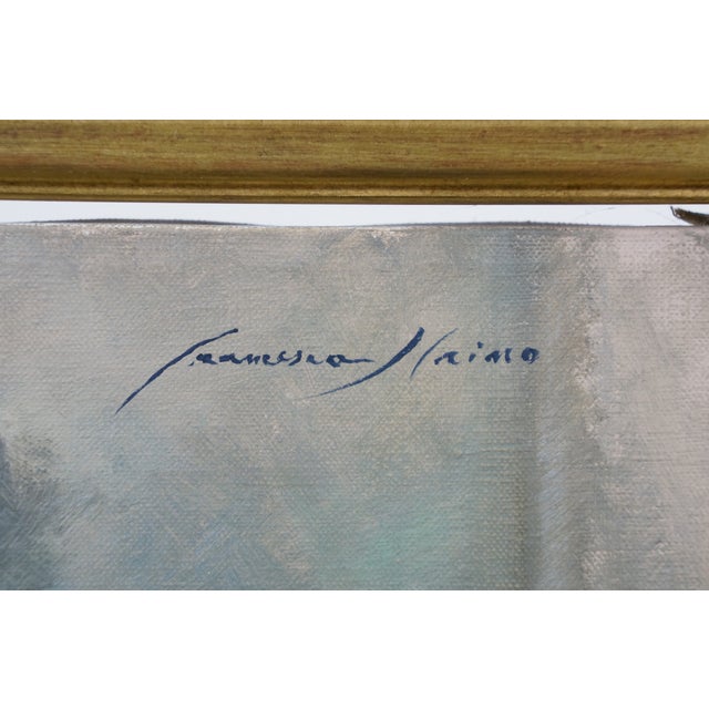 Vintage Still Life Oil Painting White Irises in Glass Vase Realism Framed For Sale - Image 9 of 11