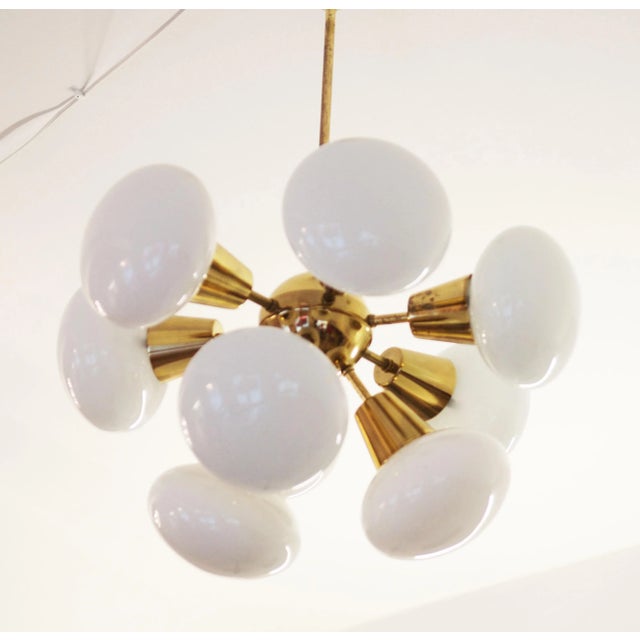 Mid-Century Sputnik Milk Glass Chandelier, 1960s For Sale - Image 6 of 10