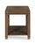 A rectangular top is elevated on squared corner posts that are joined by a low shelf. Materials: Hardwood solids, Walnut...