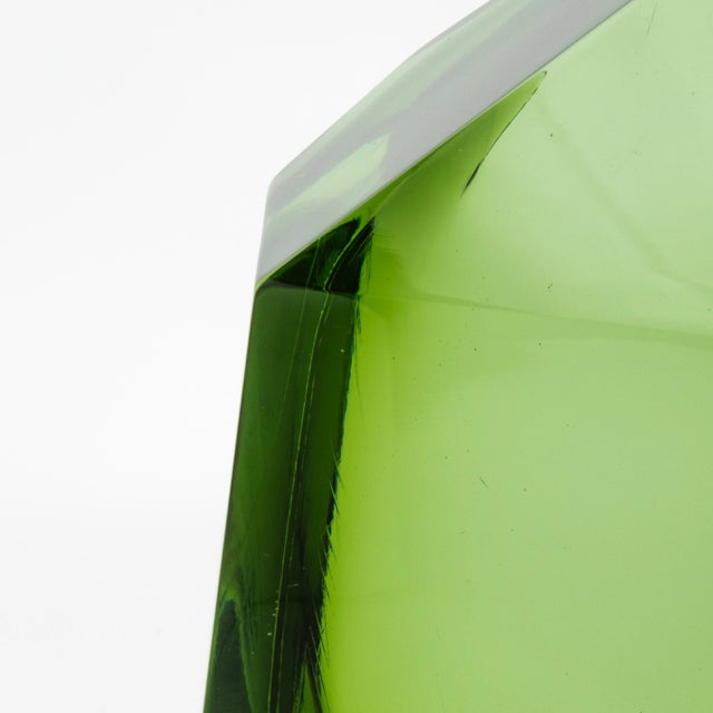 Light Green Hand-Blown Murano Diamond Sculpture For Sale - Image 8 of 8