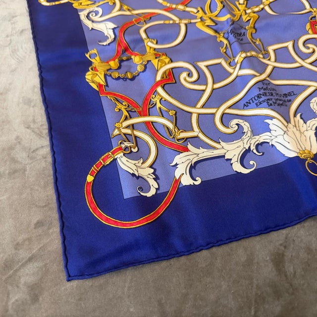 21st Century Full Set 41x41 Cm Navy Silk Scarf by Hermès For Sale - Image 12 of 15