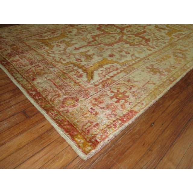 Early 20th Century Ivory Antique Angora Oushak Rug For Sale - Image 5 of 6