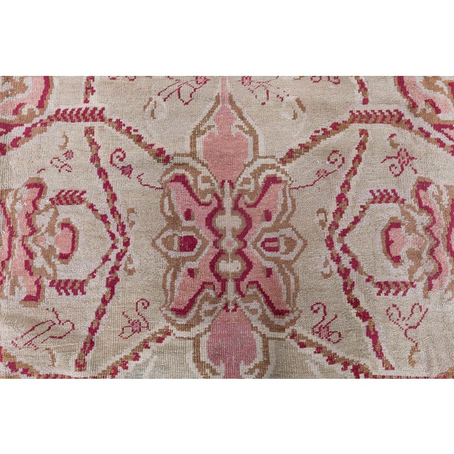Red Turkish Antique Medallion Taupe Rug - c. 1880 Pomegranate Design For Sale - Image 8 of 9