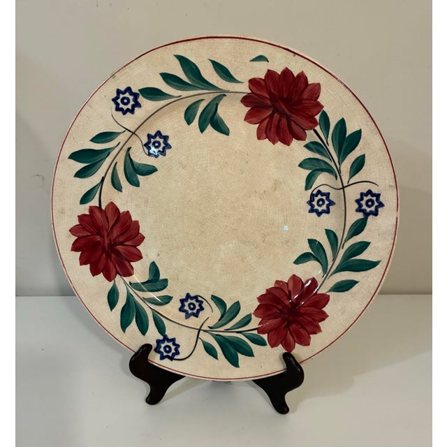 Farmhouse Antique Hand-Painted Floral Plate, c.1900 For Sale - Image 3 of 10