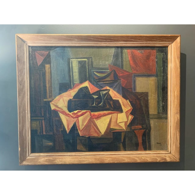 Arnold Rosin Framed 1950 French Cubist Still Life Oil Painting For Sale - Image 13 of 13
