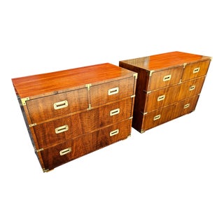 Mid 20th Century Pair of Henredon Campaign Bachelor's Chests For Sale