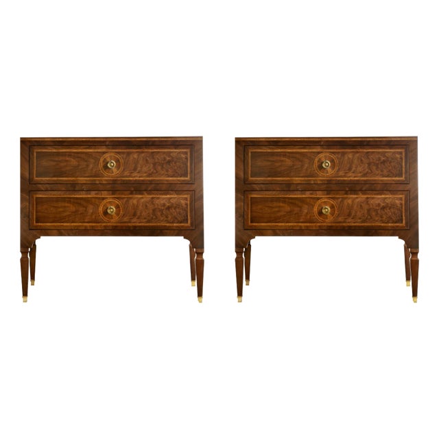 Pair of Louis XVI Style Inlaid Bedside Chests For Sale