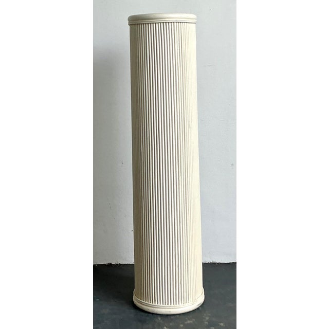 Late 20th Century Vintage White Painted Rattan Pedestal For Sale - Image 5 of 13