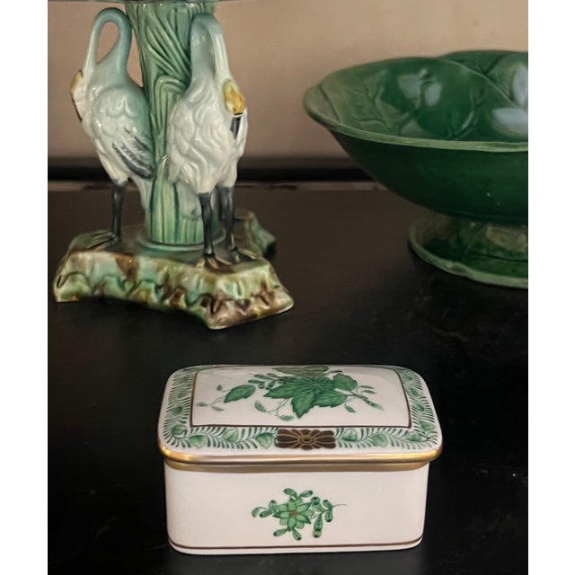 Small hand-painted porcelain lidded box made by Herend in Hungry in the mid 20th century. The pattern is "Chinese Bouquet...
