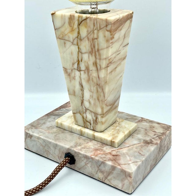 Stone Art Deco Marble Table Lamp from Kámen Praha, 1930s For Sale - Image 7 of 10