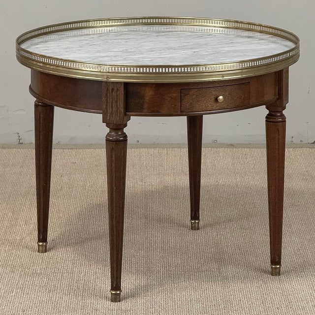 Mid 20th Century Antique French Louis XVI Mahogany Marble Top Bouillotte Table For Sale - Image 5 of 18