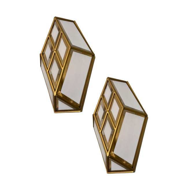 Brass glass sconces set of 2 height 32 cm width 19 cm depth 10 cm features 2 lights requires e14 light bulbs new wiring...