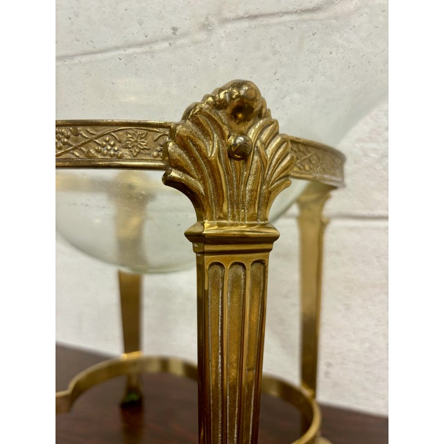 Vintage Bubbled Glass Fruit Bowl With Brass Stand For Sale - Image 10 of 12