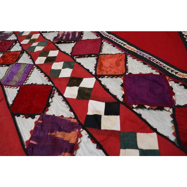 Vintage Embroidered Uzbek Wall Hung Patchwork Tapestry, 1920s For Sale - Image 11 of 14