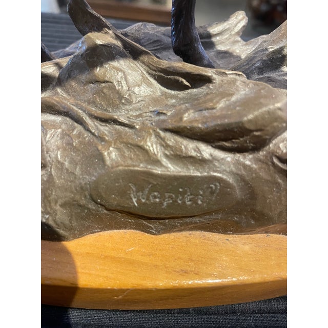 Bronze 1980s Original Bronze Elk by Clark Bronson Entitled “Wapiti” 11/75 For Sale - Image 8 of 11