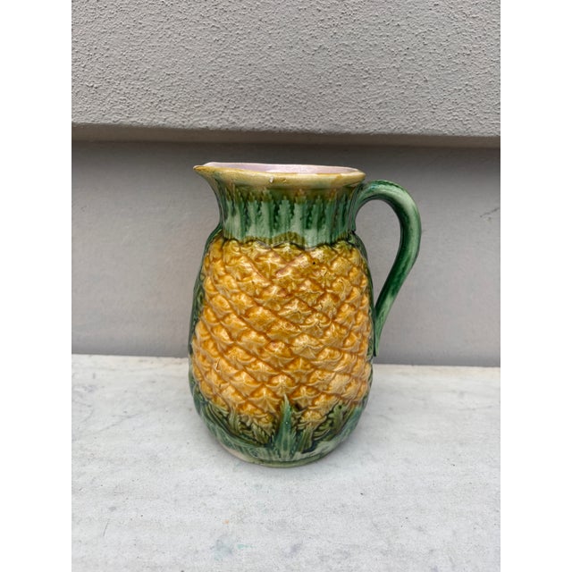 19th Century Majolica English Pineapple Pitcher.