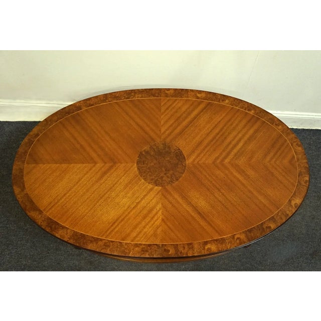 Heritage Furniture Banded Burled Walnut Italian Provincial 52" Oval Accent Coffee Table 18-503-69 For Sale - Image 9 of 11