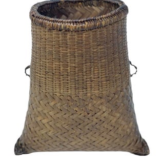 Mid 20th Century Asian Bamboo Gathering Basket For Sale