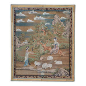 18th Century, Chinese Export Qing Pith Painting of Court Ladies *Stair & Co*