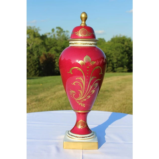 French Mid 20th Century Hand Painted Limoges Covered Urn Signed by the Artist For Sale - Image 3 of 13