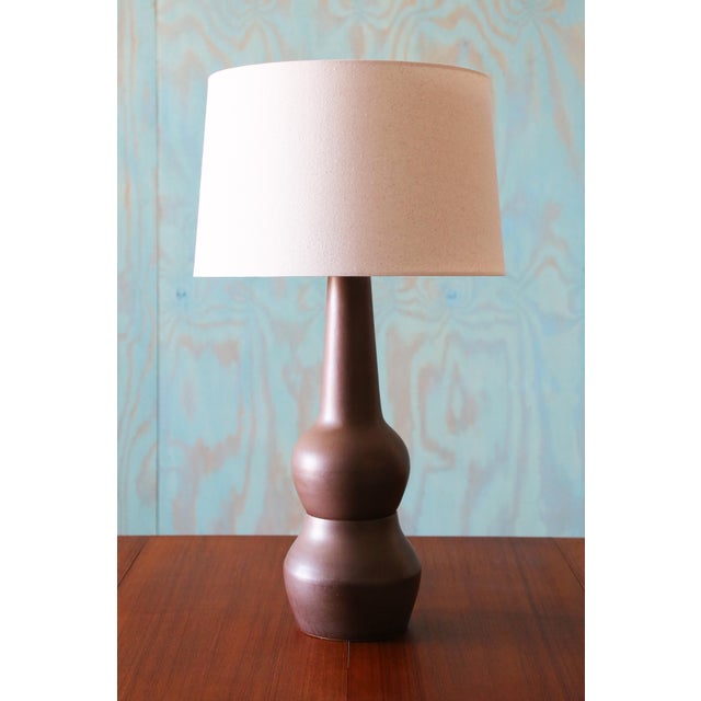 Mid-Century Modern Gordon and Jane Martz M181 Lamp for Marshall Studios Matte Green Gray 34" For Sale - Image 3 of 9