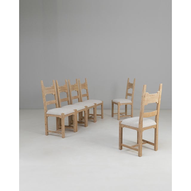 20th Century French Oak Dining Chairs With Upholstered Seats - Set of 6 For Sale - Image 16 of 18