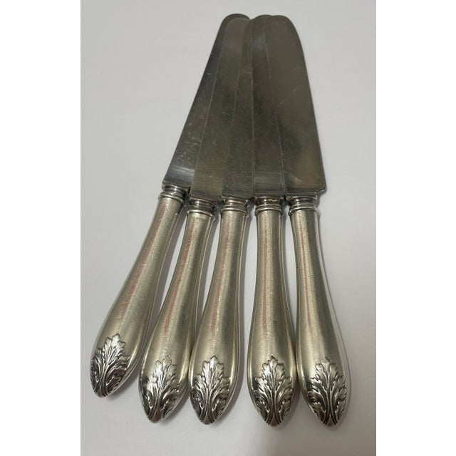Silver Set of Five Sterling Acanthus Leaf Knives For Sale - Image 8 of 8