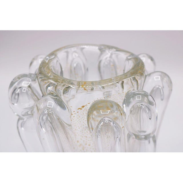 Limited edition art glass vase by Martin Postch. Clear class with gold dust inclusions. Etched signature on the bottom.