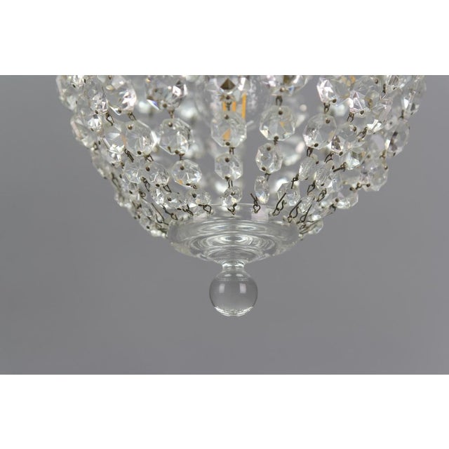 Hollywood Regency Crystal Glass and Brass Pendant Chandelier, Germany, 1970s For Sale - Image 6 of 18