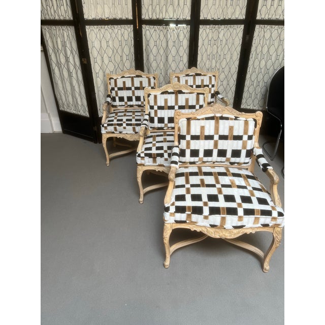 1950s Set of Four Vintage Bergere Dining Chairs For Sale - Image 5 of 6