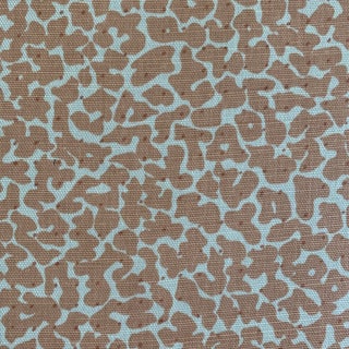 Sister Parish Ollie Coral Linen Cotton Hand Printed Frabric- 6 Yards For Sale
