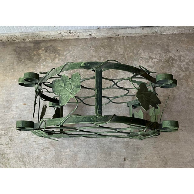 1980s 1980s Vintage Green Metal Grapevine Scroll 10-Bottle Large Wine Holder Rack For Sale - Image 5 of 8